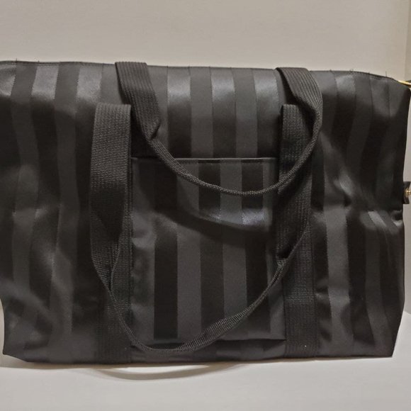 VALENTINO CHRISTY LARGE BLACK STRIPE NYLON TOTE - Picture 2 of 8